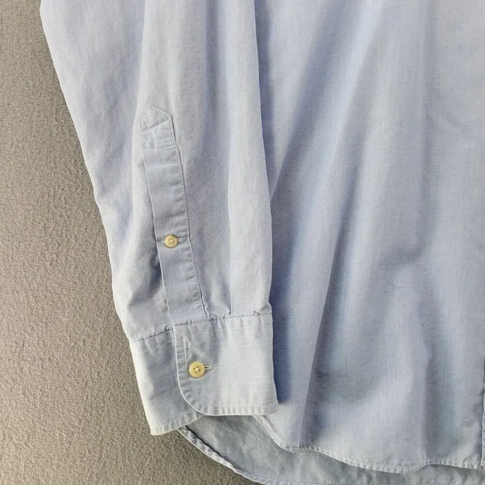 J Crew 2 Ply Cotton Dress Shirt Blue Mens L Classic Business Preppy Timeless